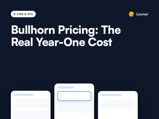 Year-one Bullhorn cost worksheet for a small recruitment agency desk