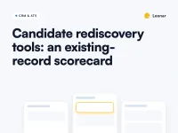 Candidate rediscovery tools evaluation scorecard graphic with a stylized candidate record card