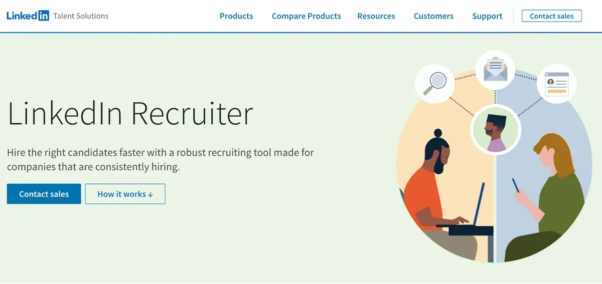 Outil de recrutement LinkedIn montrant des personnes connectées pour l'embauche