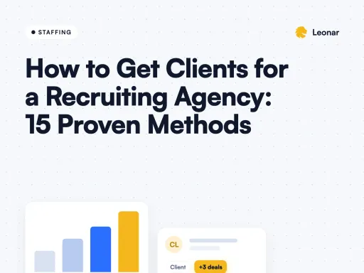 Recruiting agency team reviewing client acquisition strategies on a dashboard