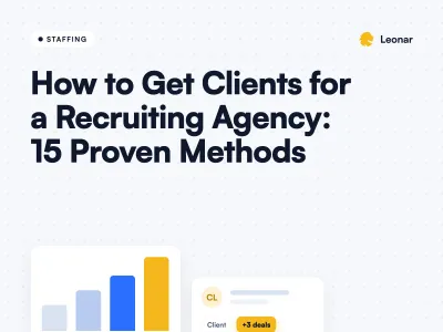 Recruiting agency team reviewing client acquisition strategies on a dashboard