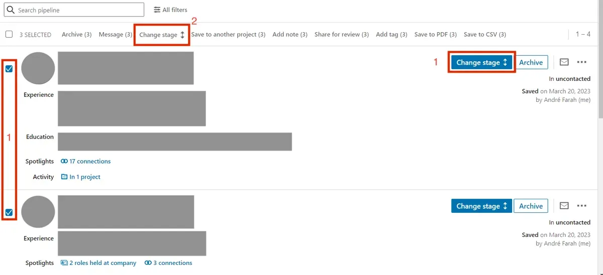 So ändern Sie die Phase eines Kandidaten in der Pipeline