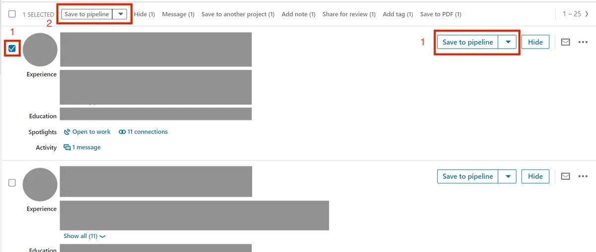 So fügen Sie Kandidaten zu Ihrer Projekt-Pipeline in LinkedIn Recruiter hinzu