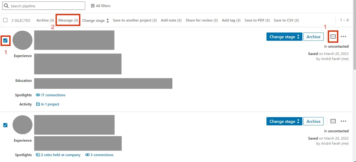 So senden Sie eine InMail an einen Kandidaten und in großen Mengen
