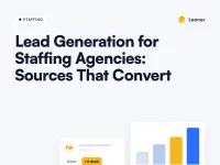 Staffing agency owner reviewing client lead sources and hiring intent signals on a business development dashboard