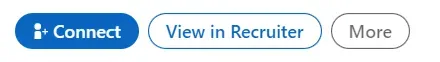 Die Schaltflächen "Vernetzen", "In Recruiter anzeigen" und "Mehr" auf einem LinkedIn-Profil
