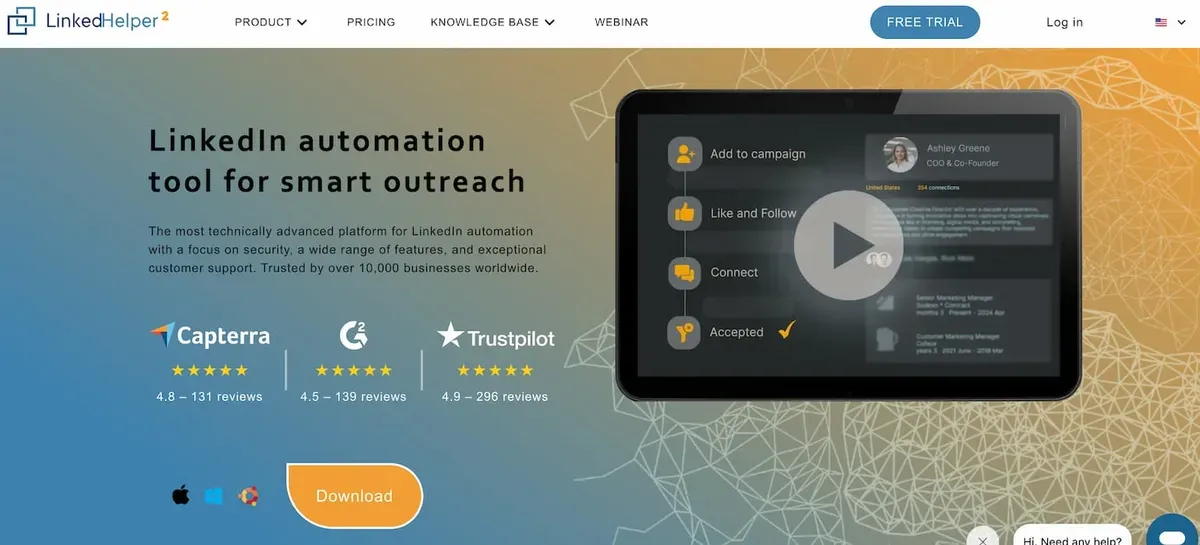LinkedHelper LinkedIn-Automatisierungs-Tool-Oberfläche