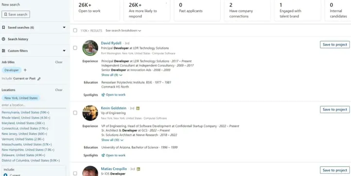 Übersicht über die LinkedIn Recruiter-Schnittstelle