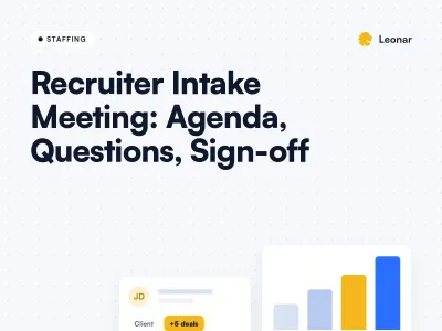 Agency recruiter intake meeting agenda, question bank, and client sign-off brief