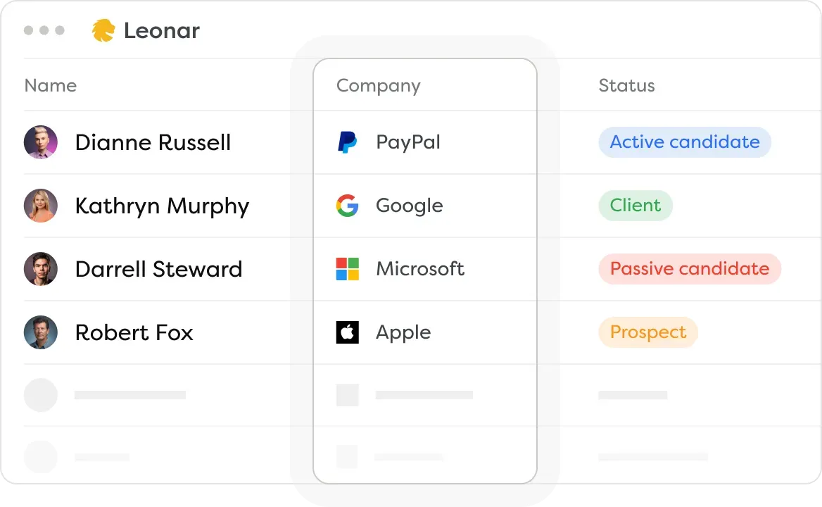 Leonar Talent-Pool-Management-Dashboard für Kandidaten-Sourcing