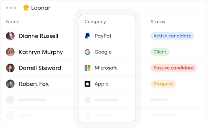 Leonar talent pool management dashboard for candidate sourcing