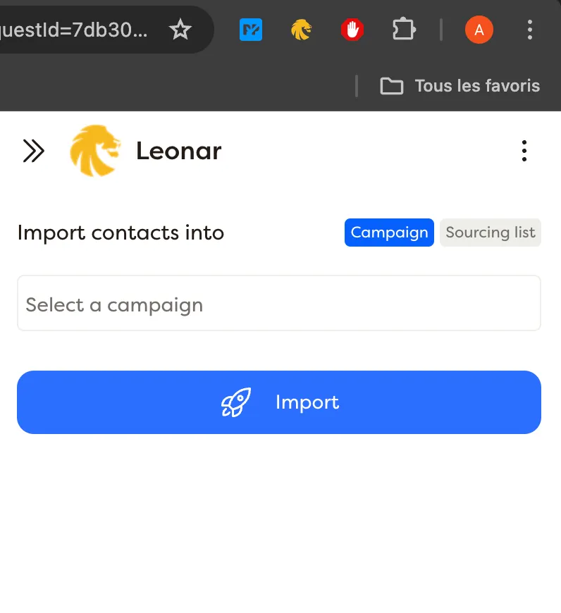 Interface Leonar pour importer des contacts dans une campagne marketing