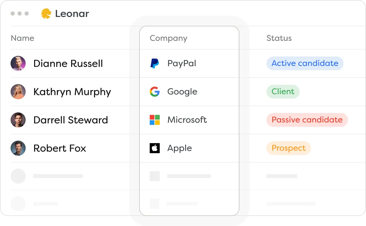 Leonar talent pool management dashboard for candidate sourcing