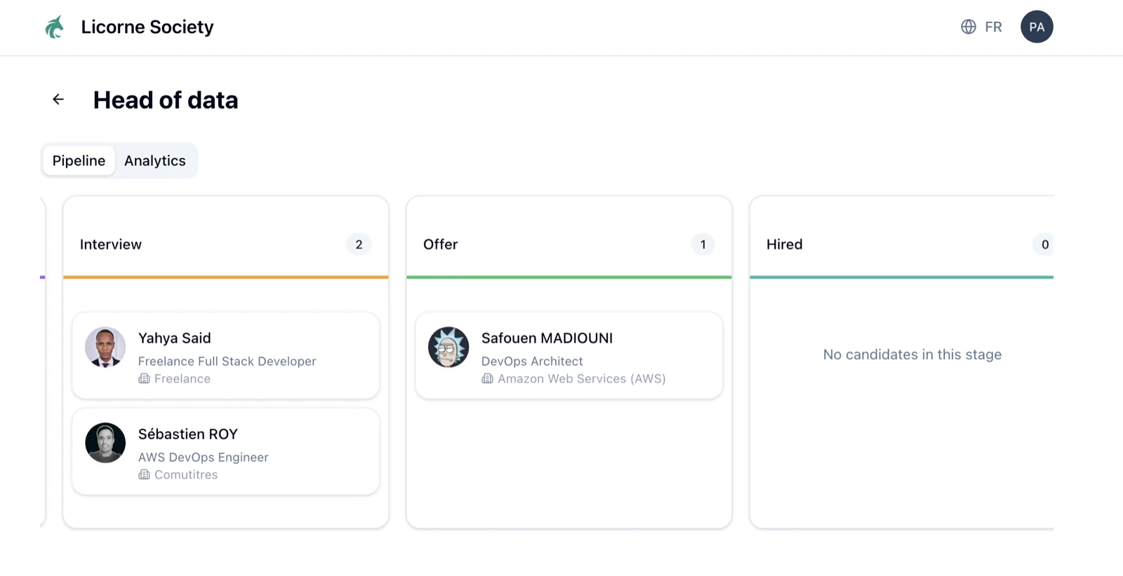 Leonar client portal with candidate pipeline